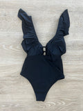 ESSA active LOLO one piece swimsuit black lay flat back