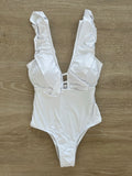 ESSA active LOLO one piece swimsuit white lay flat front